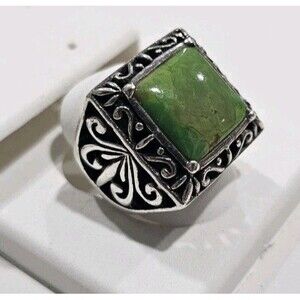 Barse Sterling Silver 925 Square Green Ring Size 5.5